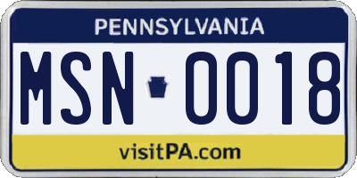 PA license plate MSN0018