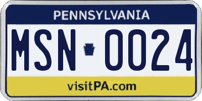 PA license plate MSN0024