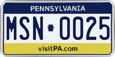 PA license plate MSN0025