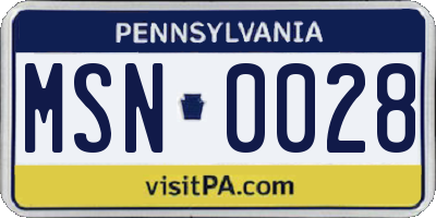 PA license plate MSN0028
