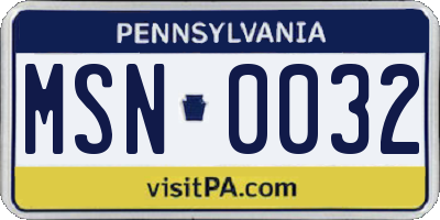 PA license plate MSN0032