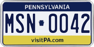 PA license plate MSN0042