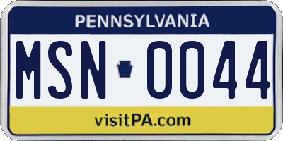 PA license plate MSN0044