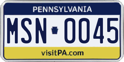 PA license plate MSN0045