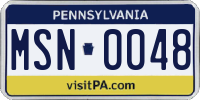 PA license plate MSN0048
