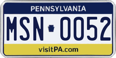 PA license plate MSN0052