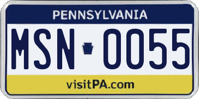 PA license plate MSN0055