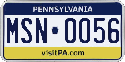 PA license plate MSN0056
