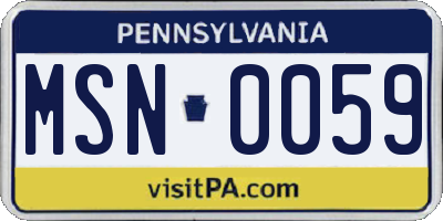 PA license plate MSN0059