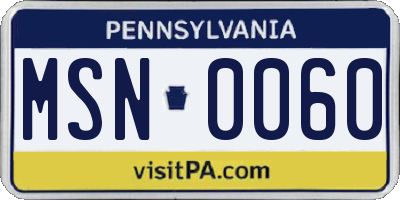 PA license plate MSN0060