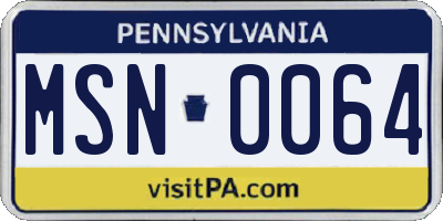 PA license plate MSN0064