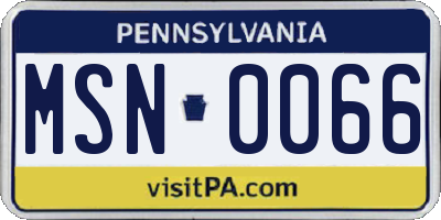 PA license plate MSN0066