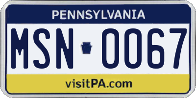 PA license plate MSN0067
