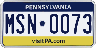 PA license plate MSN0073