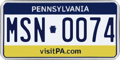 PA license plate MSN0074