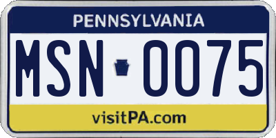 PA license plate MSN0075
