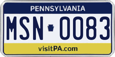 PA license plate MSN0083