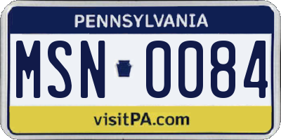 PA license plate MSN0084