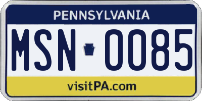 PA license plate MSN0085