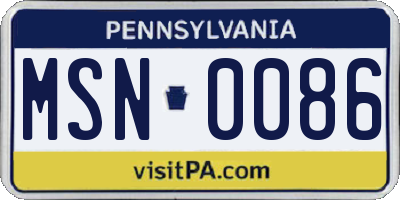PA license plate MSN0086