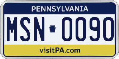 PA license plate MSN0090