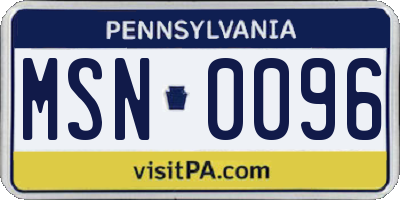PA license plate MSN0096
