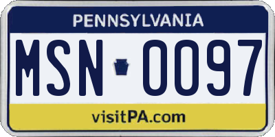 PA license plate MSN0097