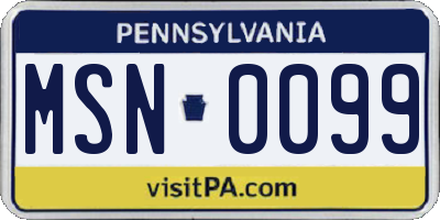 PA license plate MSN0099