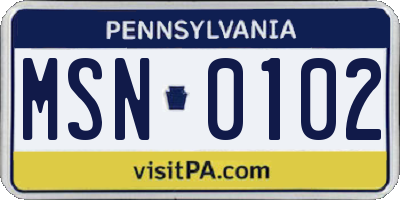 PA license plate MSN0102