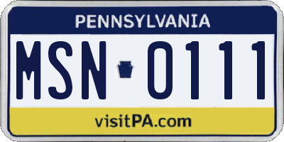 PA license plate MSN0111