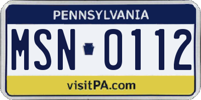 PA license plate MSN0112