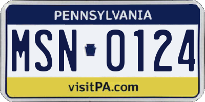 PA license plate MSN0124
