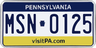 PA license plate MSN0125