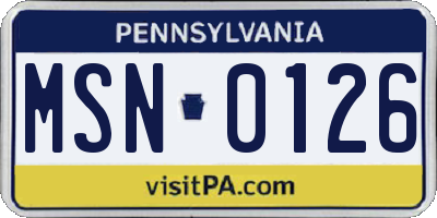 PA license plate MSN0126