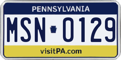 PA license plate MSN0129