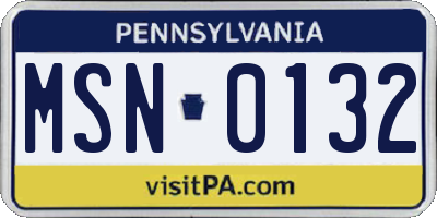 PA license plate MSN0132