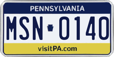 PA license plate MSN0140