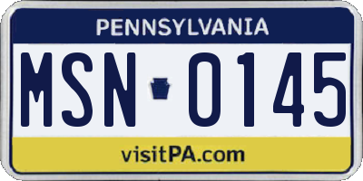 PA license plate MSN0145