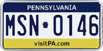 PA license plate MSN0146