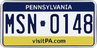 PA license plate MSN0148