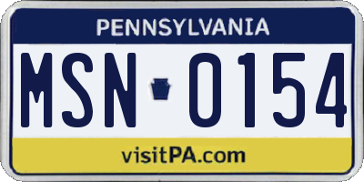 PA license plate MSN0154