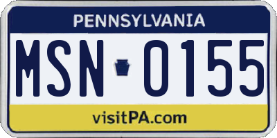 PA license plate MSN0155