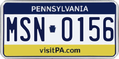 PA license plate MSN0156