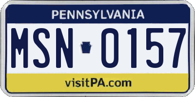PA license plate MSN0157
