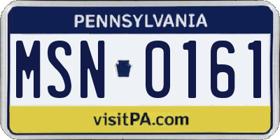 PA license plate MSN0161