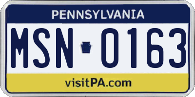 PA license plate MSN0163
