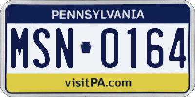 PA license plate MSN0164