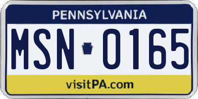 PA license plate MSN0165