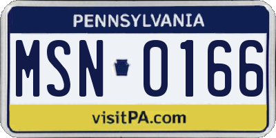 PA license plate MSN0166