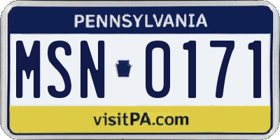 PA license plate MSN0171